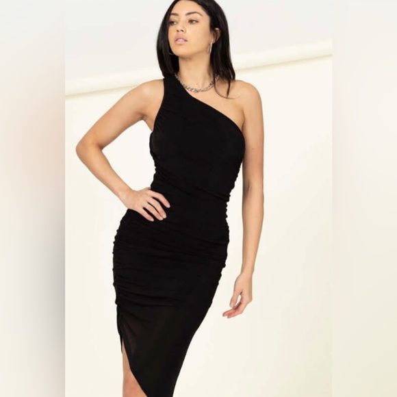 Hug Me Tight Ruched One Shoulder Dress - Picture 4 of 4